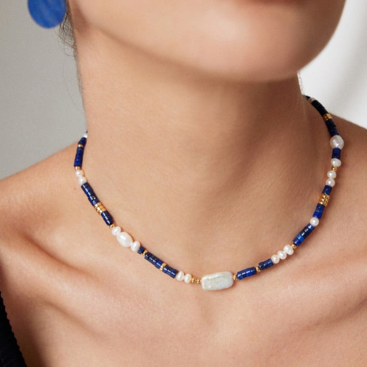 Lapis Lazuli & Pearl Choker