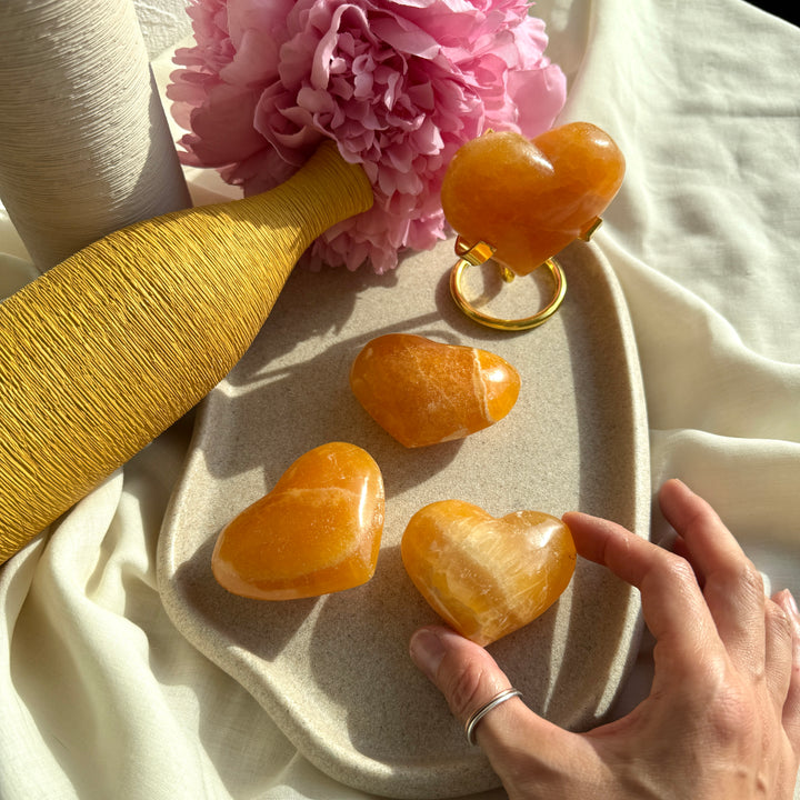 Orange Calcite Heart