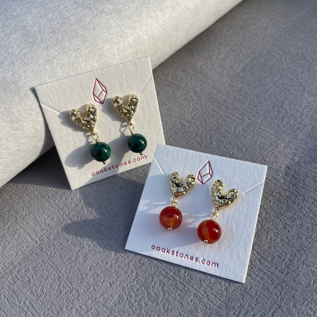 Gold Heart Dropper Earrings