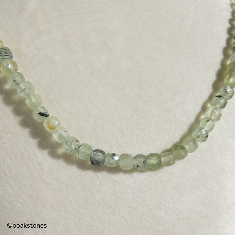 Adjustable Faceted Cube Necklace- Prehnite with Epidot
