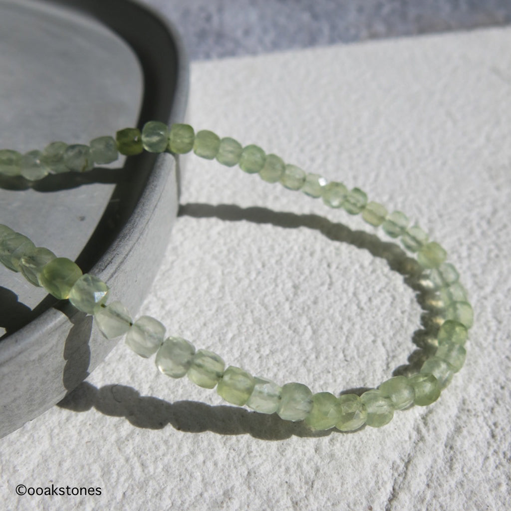 Adjustable Faceted Cube Necklace- Prehnite