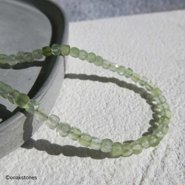 Adjustable Faceted Cube Necklace- Prehnite