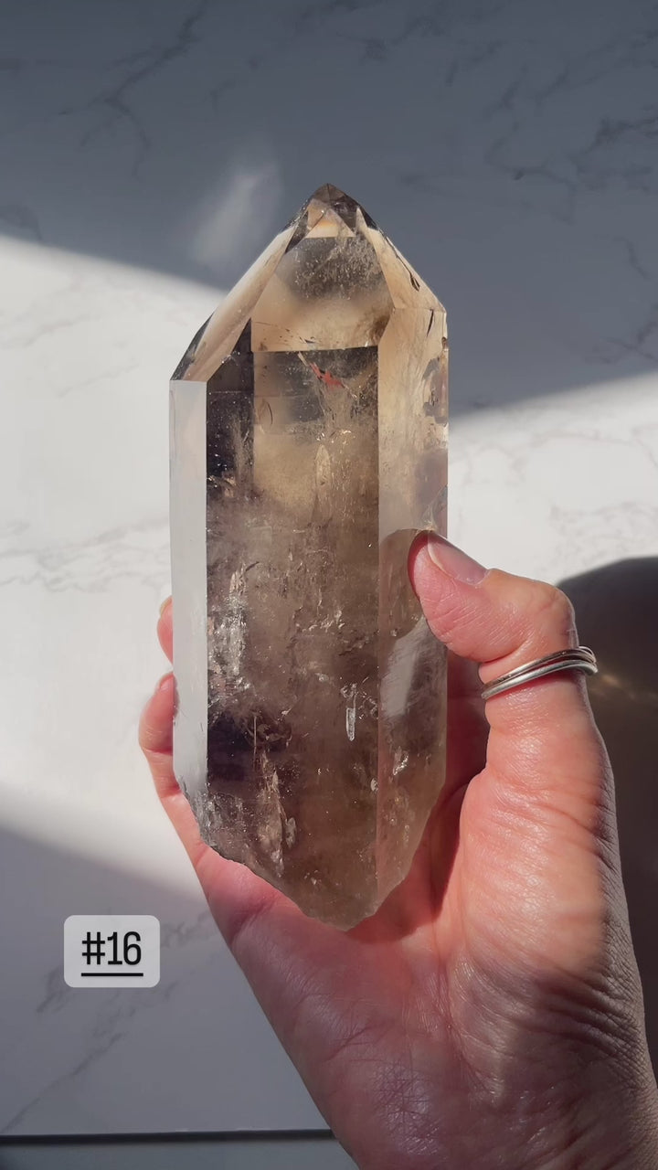 Half Polished Smoky Quartz Point