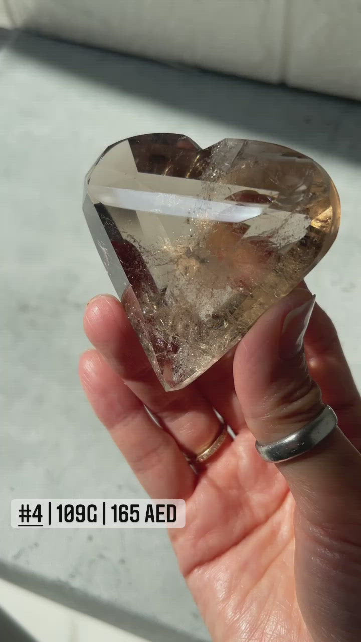 Faceted Smoky Quartz Heart