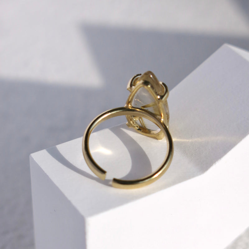 Golden Rutile adjustable gold plated ring