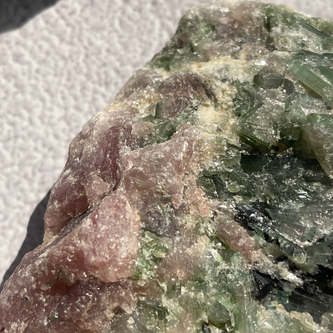 Pink & Green tourmaline on Matrix