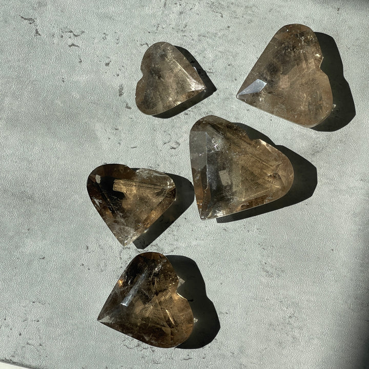 Faceted Smoky Quartz Heart