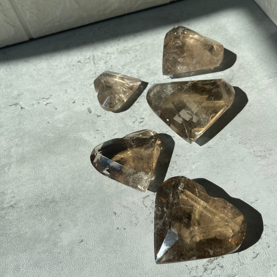 Faceted Smoky Quartz Heart