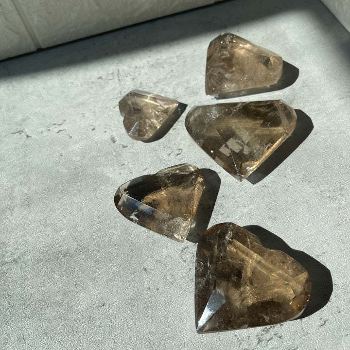 Faceted Smoky Quartz Heart