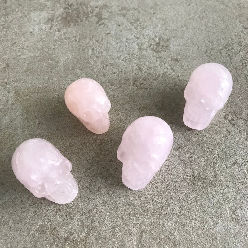 Mini baby pink rose quartz skull