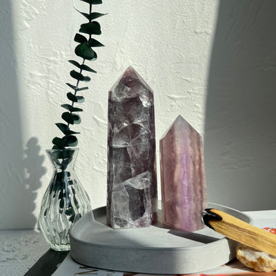 Purple Fluorite with Mica Tower