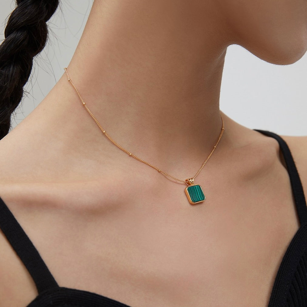 Horizon - Square Malachite Necklace