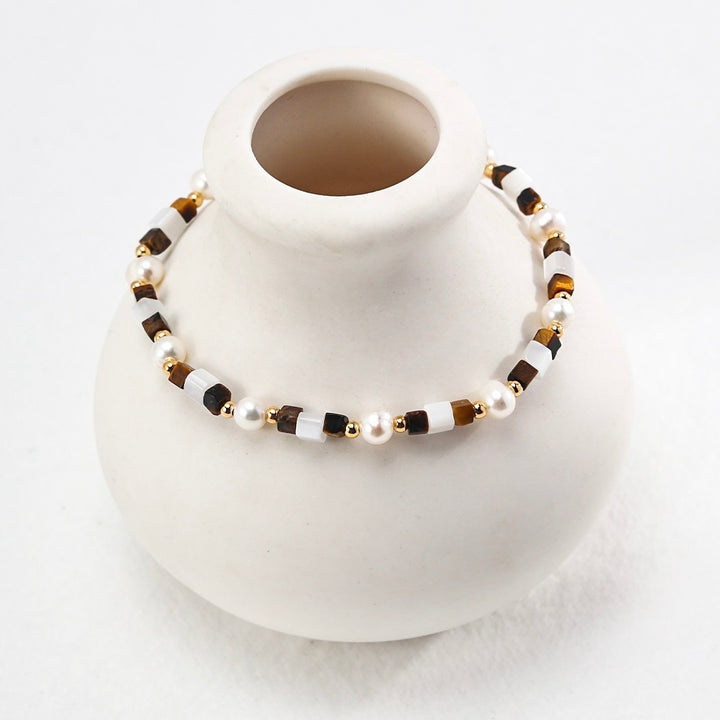 和  · He - Tiger's Eye + Mother of Pearl + Freshwater Pear Bracelet