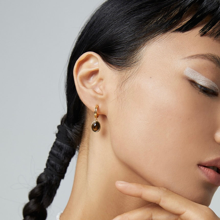 定 · Ding — Tiger’s Eye Clarity Earrings
