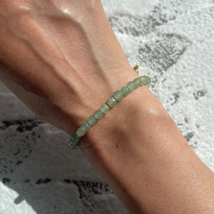 Adjustable Faceted Cube Bracelet- Green Adventurine