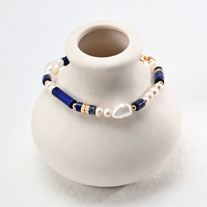 慧  ·  Hui Lapis Lazuli+ Pearl Bracelet