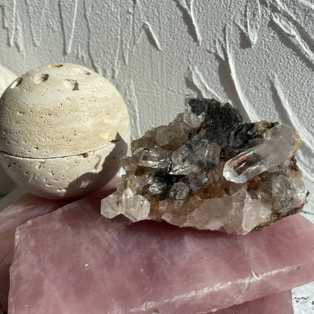 Black Rutilated Pink Samadhi Himalayan Quartz – OOAKSTONES