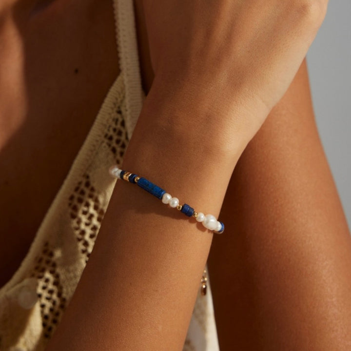 慧  ·  Hui Lapis Lazuli+ Pearl Bracelet