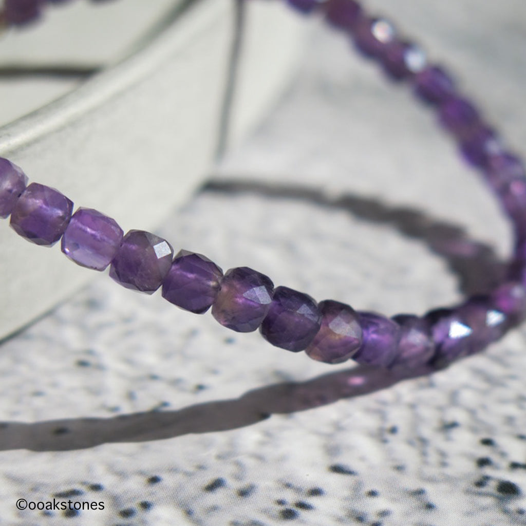 Adjustable Faceted Cube Bracelet- Amethyst