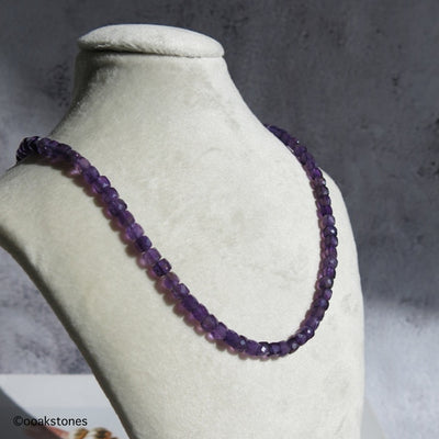 Adjustable Faceted Cube Necklace- Amethyst