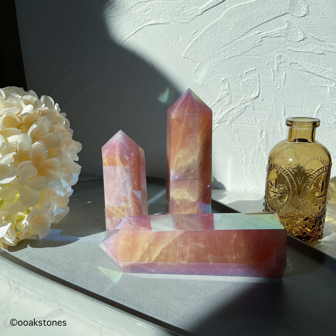 Rose Aura Quartz Tower