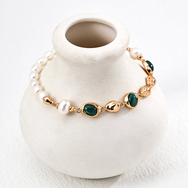 Heartline Malachite + Pearl Bracelet