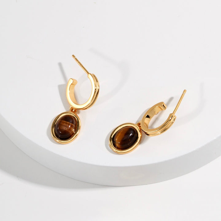 定 · Ding — Tiger’s Eye Clarity Earrings