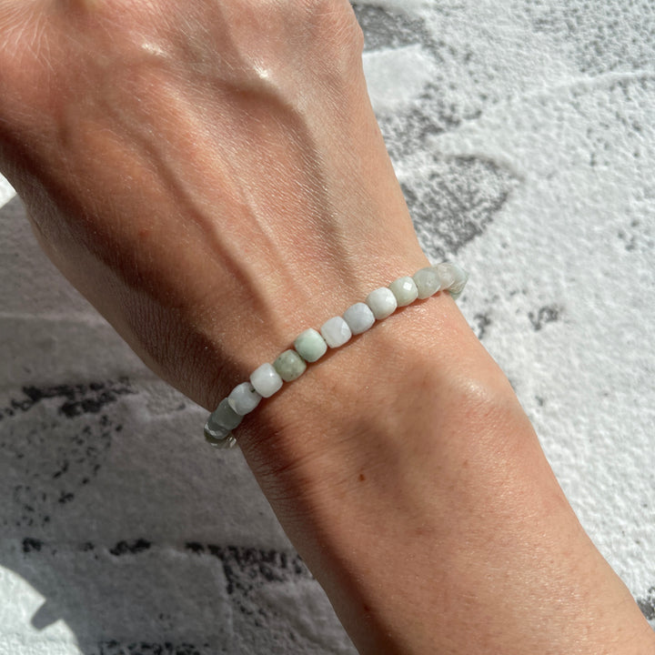 Adjustable Faceted Cube Bracelet- Jade