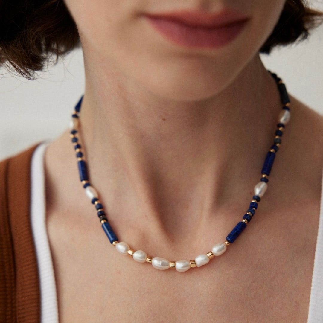 真 · Zhen - Lapis Lazuli +  Pearl Necklace