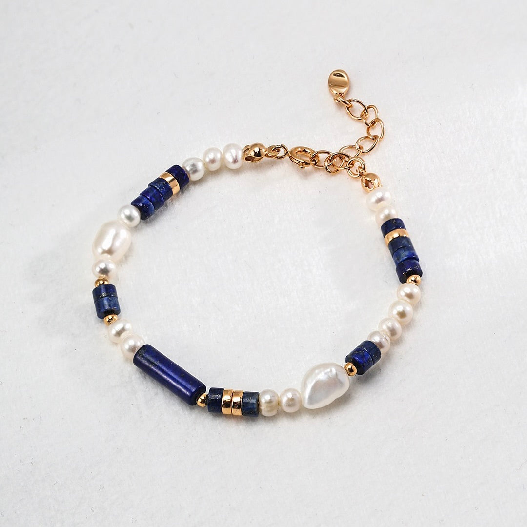 慧  ·  Hui Lapis Lazuli+ Pearl Bracelet