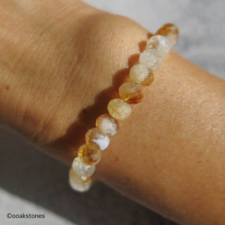 Adjustable Treated Citrine Faceted Bracelet