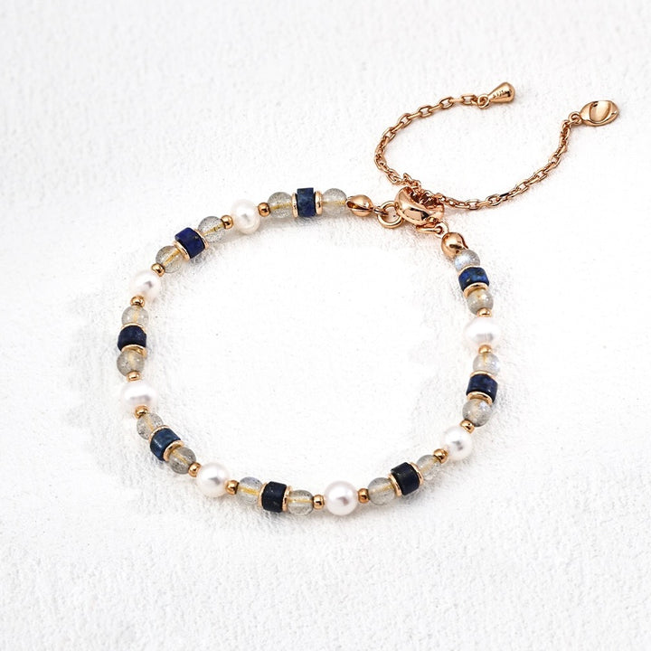 光 · Guāng - Labradorite + Lapis Lazuli + Freshwater Pearl Bracelet