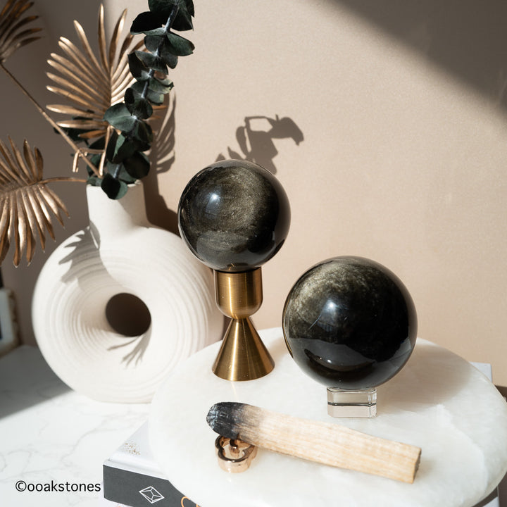 Golden Sheen Obsidian Sphere