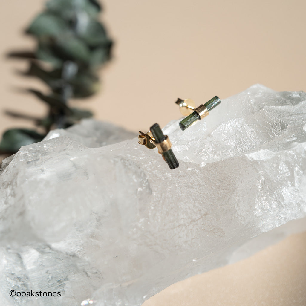 green tourmaline stud earrings