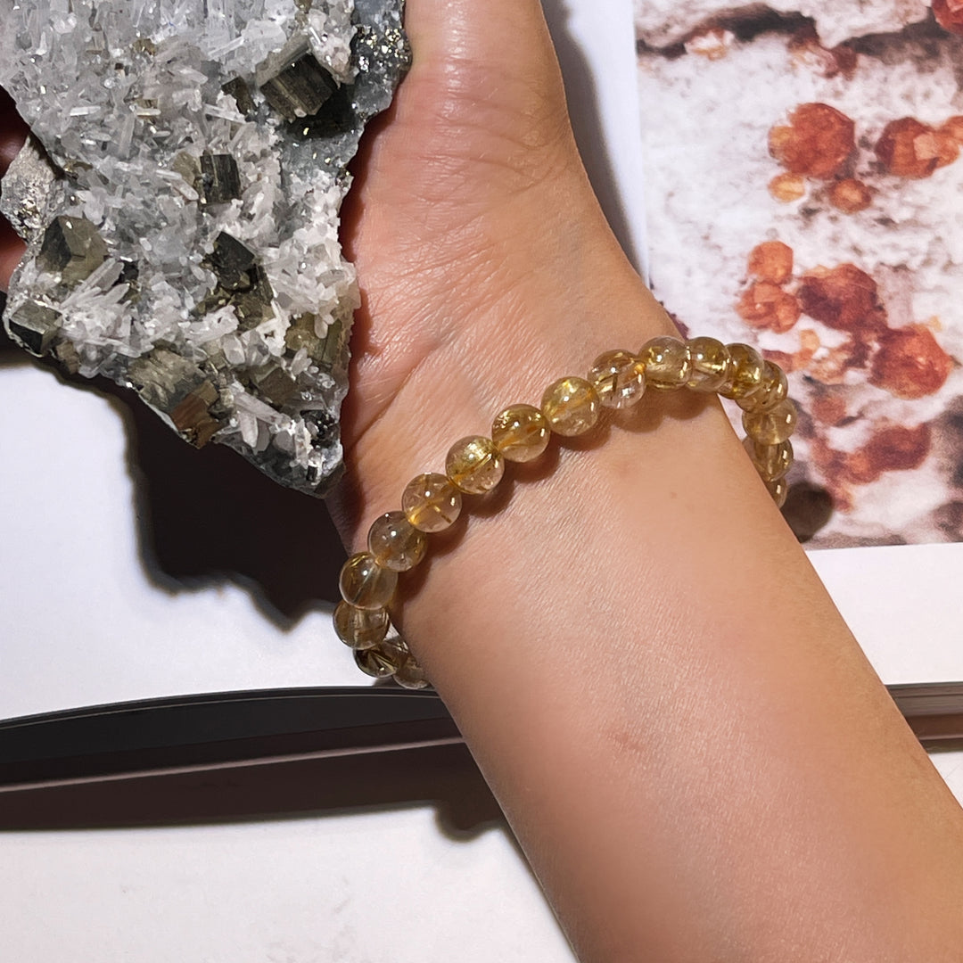 Golden Rutilated Quartz Beaded Bracelet