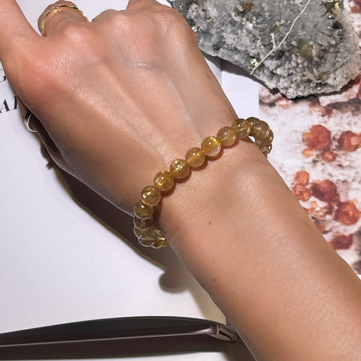 Golden Rutilated Quartz Beaded Bracelet