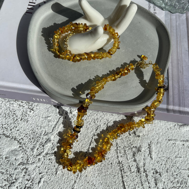 Amber Chip Necklace and bracelet