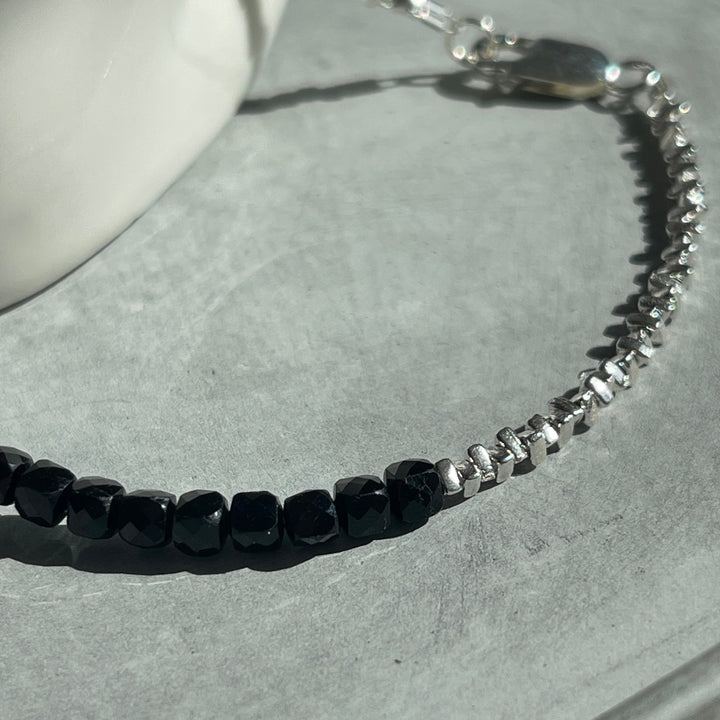 Silver Bracelet - Sterling silver with Black Tourmaline