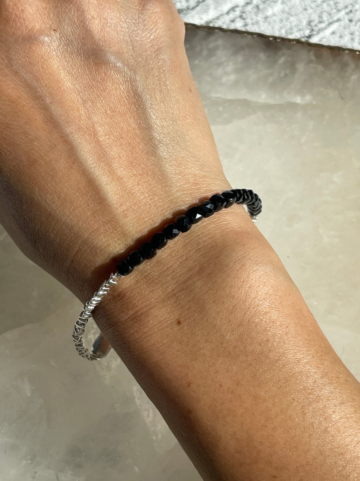 Silver Bracelet - Sterling silver with Black Tourmaline