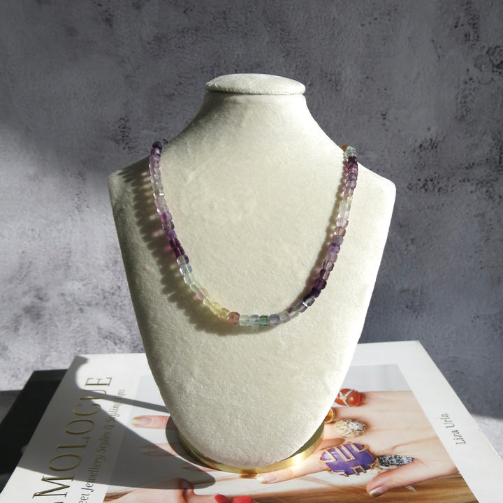 Adjustable Faceted Cube Bead - Fluorite