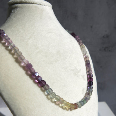 Adjustable Faceted Cube Bead - Fluorite
