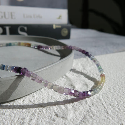 Adjustable Faceted Cube Bead - Fluorite