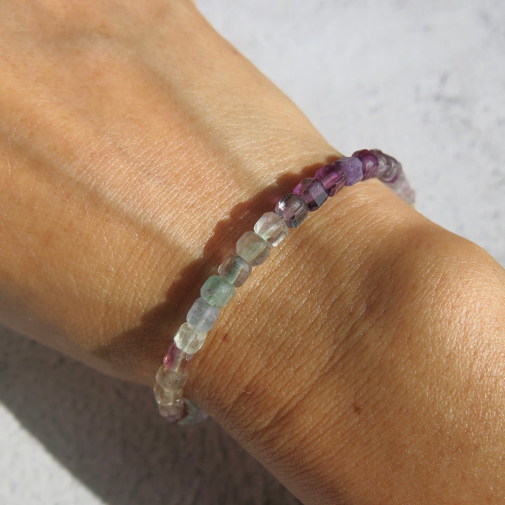 Adjustable Faceted Cube Bead - Fluorite