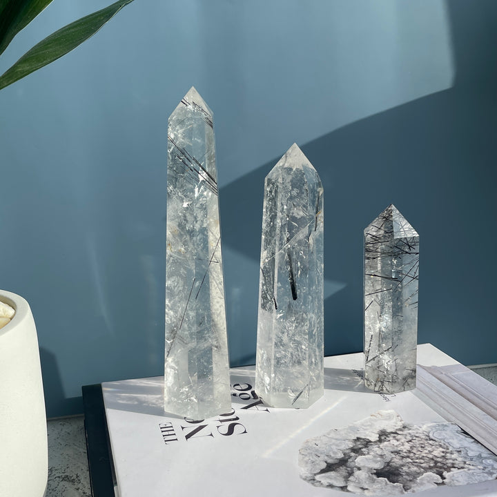 High Clarity Black Tourmaline Quartz Tower