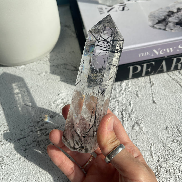 High Clarity Black Tourmaline Quartz Tower