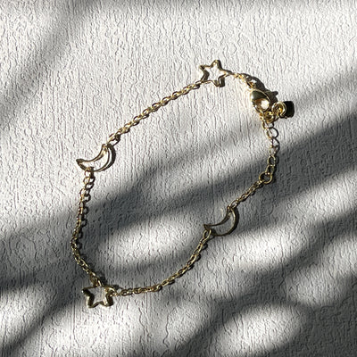 Moon and Star Gold Plated Necklace / Bracelet