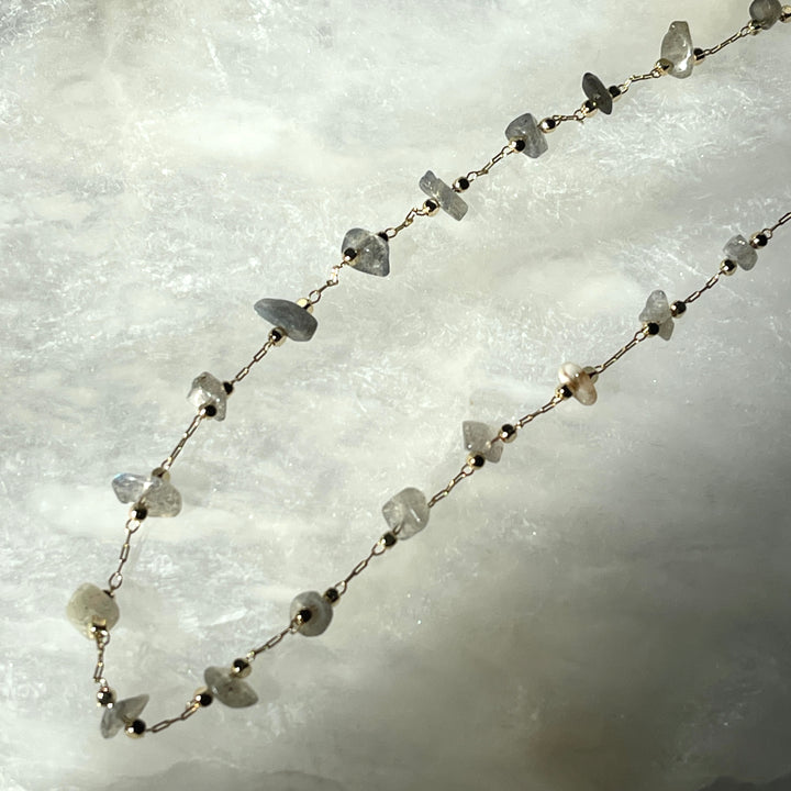 Labradorite fine chain chip necklace/bracelet