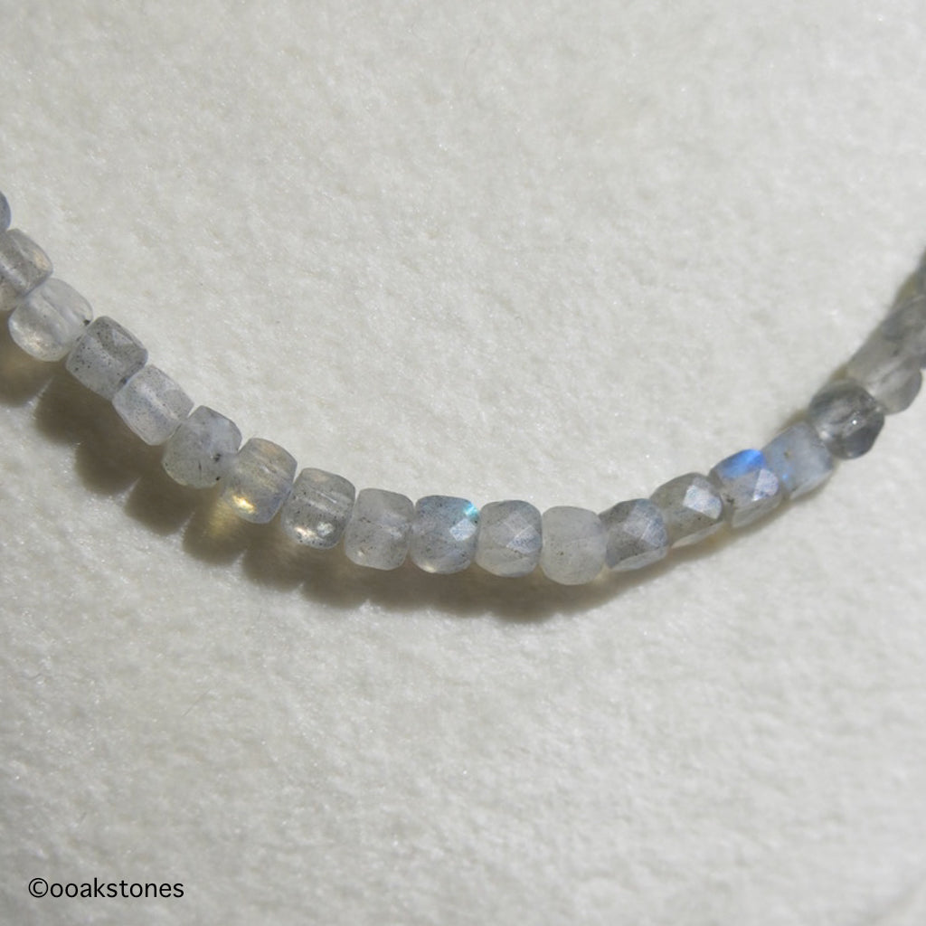 Adjustable Faceted Cube Necklace- Labradorite