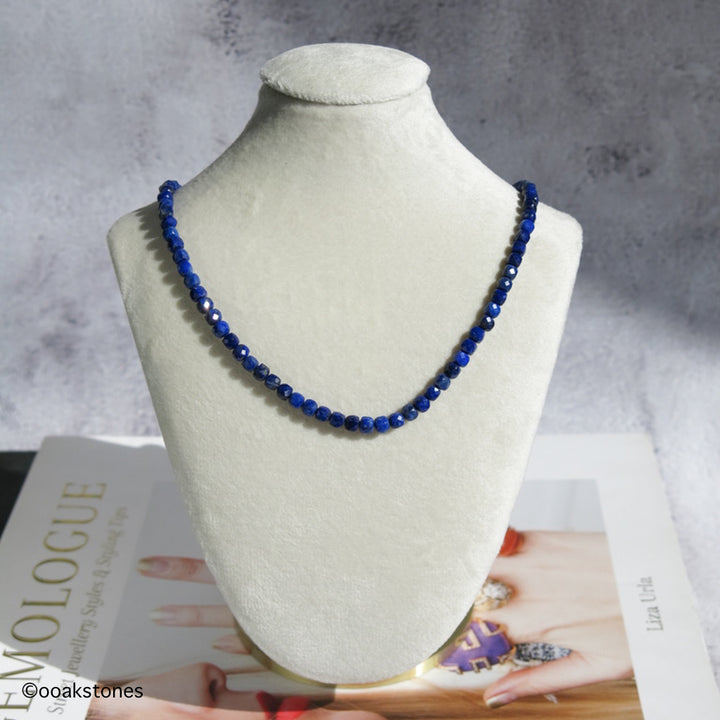 Adjustable Faceted Cube Necklace- Lapis Lazuli