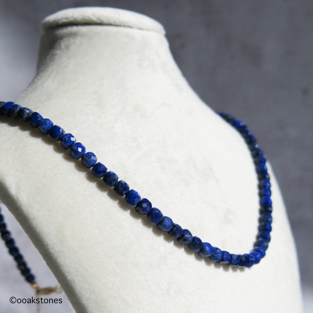 Adjustable Faceted Cube Necklace- Lapis Lazuli